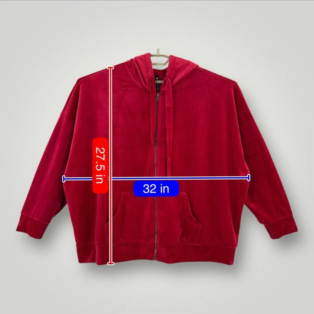 Torrid Sleep‎ Hoodie Womens 3X Red Velour Zip Up Sweatshirt Loungewear Plus